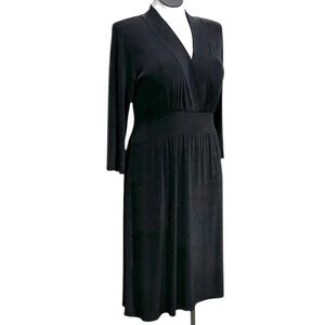 Black long sleeve Dress surplice neckline stretch fabric Womens Sz 1X